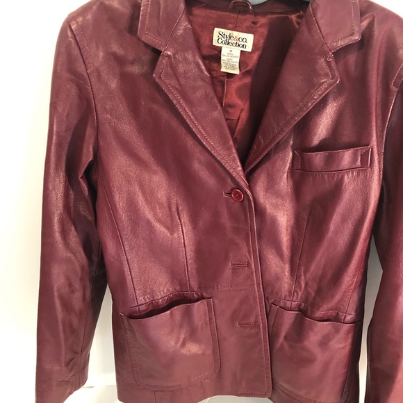 STYLE & CO. COLLECTION  M SHELL BURGUNDY JACKET - Picture 6 of 7